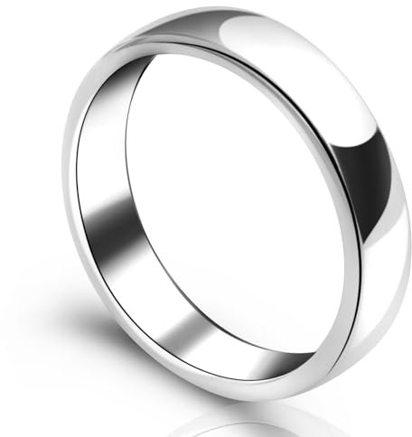 Tony Fein Ring Schlicht 5mm 925er Sterling Silber Rhodiniert Gravur Bandring für Damen und Herren Made in Italy
