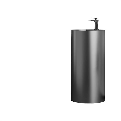 Lavandino con Piedistallo Lavandino su colonna in acciaio inossidabile, lavabo da terra, lavabo a colonna cava in metallo, tubo di scarico e scarico pop-up, lavabo cilindrico Lavabo Freestanding(006)