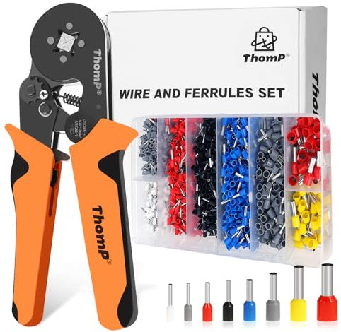 Crimpzange Aderendhülsen Set 1300 Teile[0,25-10mm²],Kabelschuhe Set Aderendhülsenzange selbsteinstellend Krimpzange Presszange Crimp Zange Elektrowerkzeug Set für isolierte unisolierte Aderendhülsen