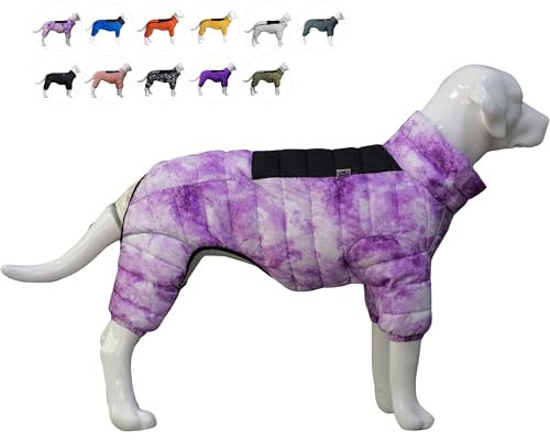 Hundemantel, warme Hundejacke, 4 Beine bedeckt, wasserdicht, Winddicht, reflektierende, warme Hundeweste, Hundeschneejacke für kleine, mittlere und große Hunde.Micai-Purple 4XL