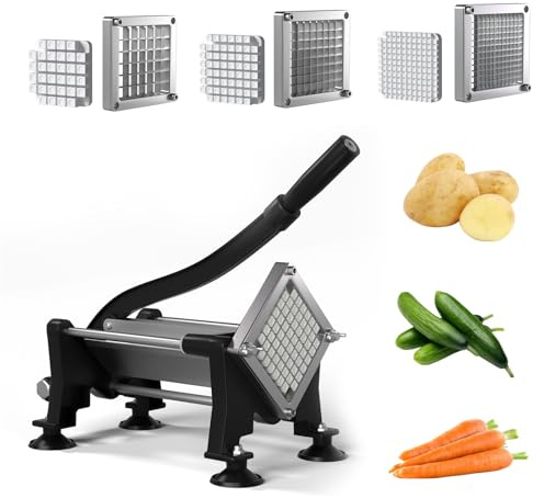 Commercial French Fry Cutter,Heavy Duty Potato Slicer with Suction Feet