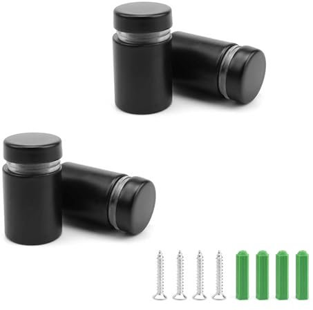 KLEHOPE Glashalter Edelstahl, 4 Stück Abstandshalter Wand, Schraubabstandshalter für Werbung Können für Beschilderungsdisplays, Spiegel(mit Schrauben und Expansionsrohren)