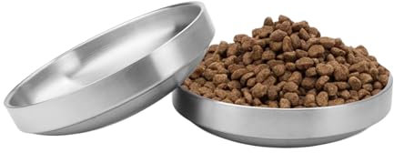 2 Piezas Cuencos para Gatos de Acero Inoxidable 304, Poco Profundos para Gatos, Cuencos Planos para Gatos, Sin Fatiga, Fácil de Limpiar, Cuenco Gato, a Prueba de Caídas, para Mascota