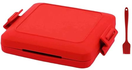 ZAbina Grille-Pain à Micro-Ondes, Petit Grille-Pain Polyvalent avec Sangles en Silicone réglables, Grille-Pain à Micro-Ondes à Cuisson Rapide(Red)