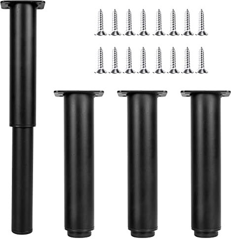 Luabue 4 Pièces Pieds de Meubles Réglables 18-30cm Pieds de Canapé en Métal avec 16 Vis Pieds de Meubles Metal Noir Pieds de Lit Metal pour Table Chaise Armoires Canapé Jambe