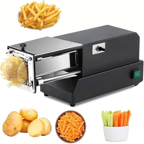 Coupe-frites,coupe-pommes de terre électrique professionnel en acier inoxydable avec lame trancheuse professionnelle commerciale et domestique,utilisation pour pommes de terre,Black
