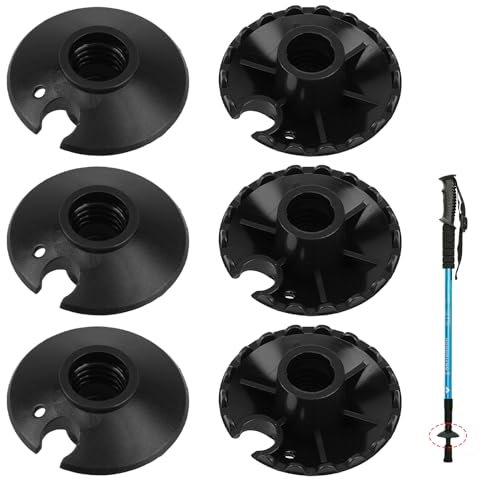 Trekking Pole Basket Mud Ski Basket,6 Stücke Matschkörbe Gummipuffer Tourenteller Kompakter Schutz für Gummispitzen für Wandern Wanderstöcke Zubehör Verhindern das Einsinken in Sand und Schlamm