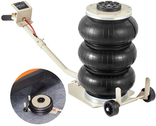 VEVOR Cric Pneumatique 3 tonnes Plage 140-450 mm Cric de Levage Pneumatique 0,8-1,0 MPa Cric Gonflable 3 Coussins d’Air Levage Rapide Facile pour Réparation Entretien Voiture SUV Pickup Atelier Garage