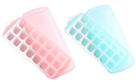 Cabilock Bandejas Variadas 2 Piezas Moldes para Hielo Cubierta Herramienta para Hacer Hielo para Un Fácil Almacenamiento Y Servicio en El Congelador