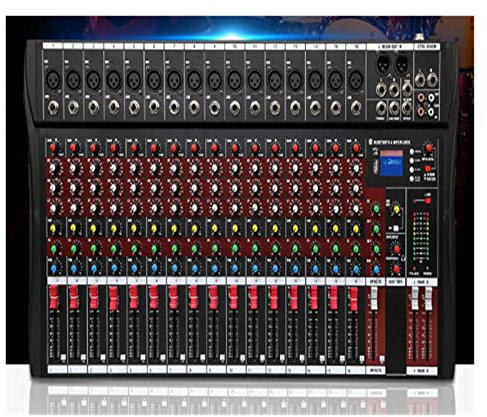 YQVEOT Audio Mixer, DJ Controller Sound Mixer, 16 Channels Professional Studio Mixer USB DJ Sound Mixing Console Phantom Powers Monitor Amplifier, Ideal for Home Party and Karaoke