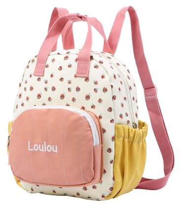 Lam Hub Fong Personalisierte Kinderrucksack mit Namen Schultasche für Mädchen Niedliche Rucksack für Rückkehr zur Schule Reisen Camping (22 * 28CM)