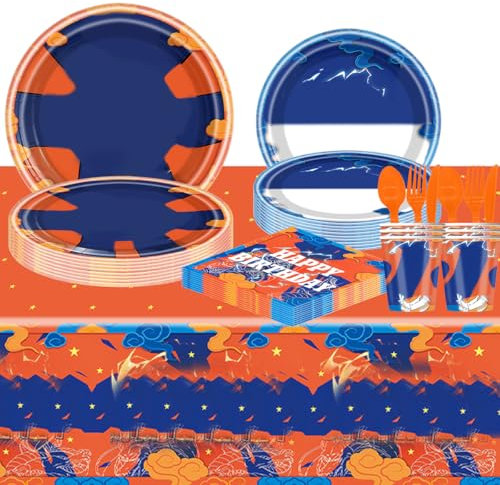 81Pcs Party Tableware Set For Goku, Cartoon Party Decoration, Cartoon Birthday Party Supplies
