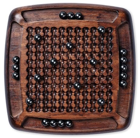 Lingle 21,5 cm Holz-Magnet-Schachspiel, Magnetisches Schachbrett für Kinder und Erwachsene, Magnetspiel mit 24 Metall-Magnetkugeln, Magnetisches Steinspiel für den Familienspielabend. (Dark)