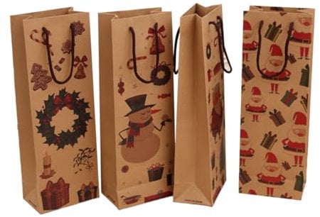 FRCOLOR Bags for Christmas Wine Festive Pouches for Alcohol Paper Wine Bottle Bags Elegant Holiday Random Style