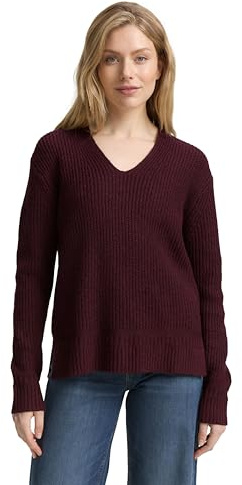 Tom Tailor Damen 1047674 RIPP Strickpullover mit V-Ausschnitt