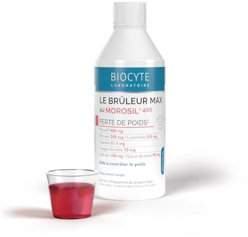 BIOCYTE Morosil Format Liquide Goût Cerise - Morosil 400mg, Vinaigre De Cidre, Vitamine B5 & Thé Vert - Programme 20 Jours