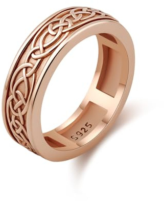 Anti-Angst Spinner Ringe 925 Sterling Silber keltisch Roller Ring Fidget Band Ring für Stress Drehbarer Schmuck für Damen
