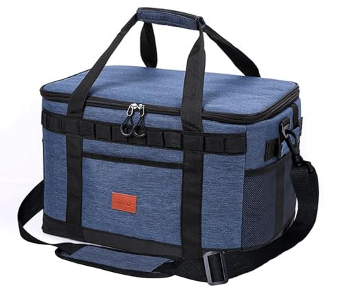 Nevera Portatil 35L, Bolsa Termica Grande,con Correa Ajustable a abridor de Botellas, Cooler Bag Plegable, Bolsa Nevera Porta Alimentos para Playa, Picnic, Camping, Barbacoa (Azul Marino)