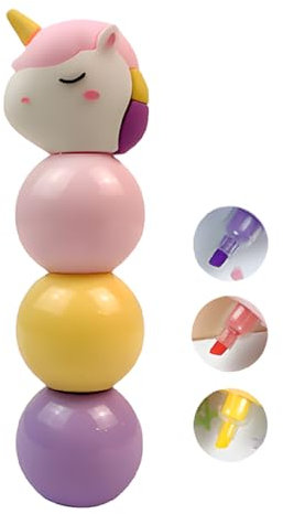 GXGM 3-in-1-Textmarker, Pastellfarbe, Rosa, schnelltrocknend, Einhorn-Thema (Rosa)