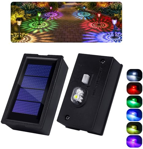 Ersatzaufsatz für Solarleuchten mit LED-Birnen, 4x7cm Rechteckig, Kaltweiß und RGB, 2 Lichteinstellungen für Solarlaternenlicht, Ersatz für Gartenleuchten, Hängeleuchten für Garten und Terrasse