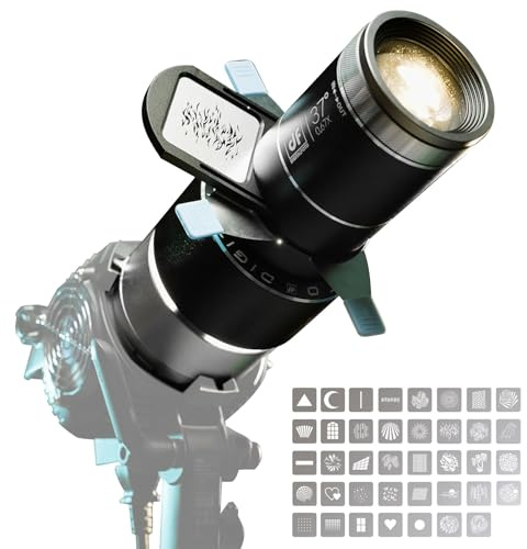 DF DIGITALFOTO Projecteur optique Snoot Bowens Mount Gobo avec 39 Gobos, fixation de projection pour projecteur de photographie, compatible avec Aputure Amaran 100X/D 200D/X, Godox SL60, Nanlite