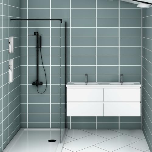 Biubiubath Mueble de baño con Lavabo 120 x 46cm, Blanco, Cuatro cajones