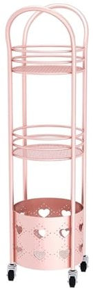 CHENGAIJIAN Support de Salle de Bain, Chariot Mobile de Salle de Bains, Porte-Serviettes, Support Rond sur Pied, Panier de Rangement Multicouche en Fer Nordique(Rose Gold)