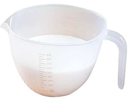 Tazón de medición de líquido transparente con balanza de filtro y vasos medidores de líquidos