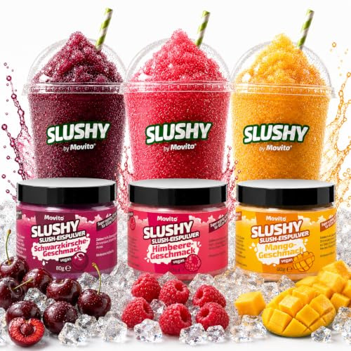 Slush Eis Sirup Frucht Set für 30 Liter Slush | Mango Himbeer & Schwarzkirsche | Pulver Konzentrat für Slush Maschine & Slushy Maker | AZO Frei | Ohne Zucker & Süßstoff