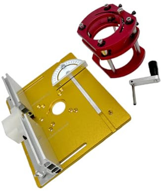 QUXVUIS Router Lift Tisch Basis Aluminium Legierung Fräsen Platte Bord Hand Kurbel Guide Werkzeuge Holzbearbeitung Arbeit Trimmen Bank, 3 Stück/Gold+Basis