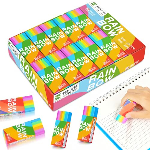 Virenex 2B Radiergummi, 30 Stück Regenbogen Radiergummi Set, Sanft Radierer Klassischer Gummi Radiergummis für den Universellen Gebrauch in Schulbüros Skiz