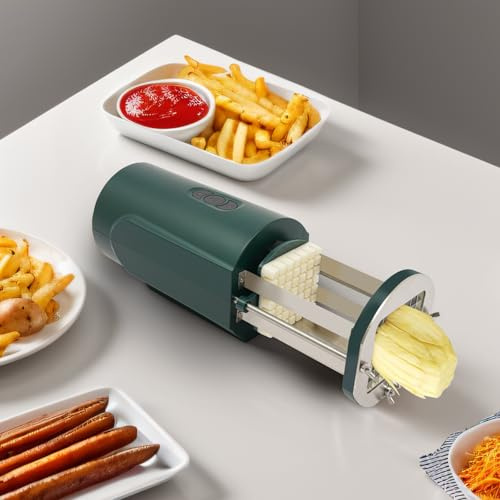 Coupe-frites électrique en acier inoxydable multifonction avec lames de 12 et 8 mm, pour pommes de terre, carottes, concombres
