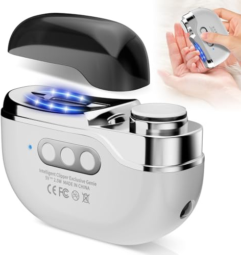 Electric Nail Clippers for Fingernails & Toenails,3-Speed Electric Nail Trimmer & Rechargeable Electric Toe Nail Clippers with LED,Gel Nail Lamp & Storage,Ideal for Seniors, Adults & Kids,Thick Nails
