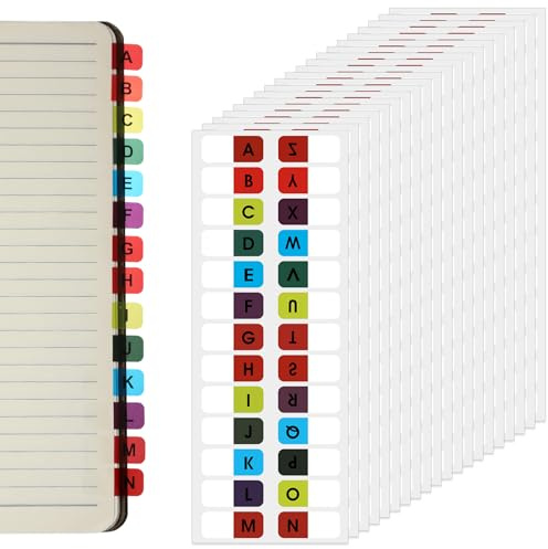 20 Blatt Alphabet Register Selbstklebend A-Z Klebe Register Buchstaben Aufkleber Alphabetische Etiketten für Buch Index Tabs Etiketten Page Markers für Notebooks Wörterbuchdateien