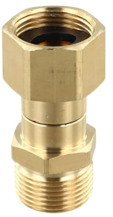 Vilgftyiet Messing Hochdruckreiniger-Drehgelenkverbinder, M22 15 mm Gewinde für Hochdruckreiniger, 360-Grad-Rücklaufschutz, Gelb