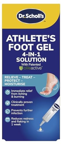Dr. Scholl’s Athlete’s Foot Gel 4-in-1 Treatment - Immediate Relief from Itching and Burning, Antifungal Cream, Destroys Athlete’s Foot Fungi, Prevents Further Infections, One-Month Supply, 10ml