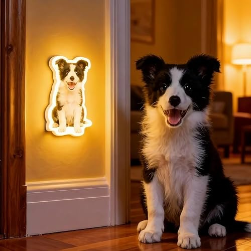 LED Nachtlicht mit Sensor Personalisiert mit Katzen- & Hundefoto, Bewegungsmelder Foto Nachtlicht, Wandlampe für Schlafzimmer & Kinderzimmer, Personalisierte Geschenke für Hundebesitzer Tierliebhaber