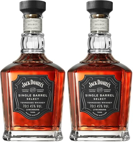Jack Daniel‘s Single Barrel Select - Tennessee Whiskey - Ein hochwertiges Geschenk - Süße Vanille, schwere Eiche und dunkle Kirschen - 0.7L/ 45% Vol. (Packung mit 2)