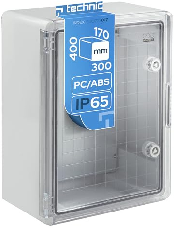 EDO Cuadro Eléctrico de Superficie IP65 300x400x170 mm - Gris | Armario de Distribución en ABS/PC con Puerta Transparente y Placa de Montaje Galvanizada - Caja Estanca Interior y Exterior
