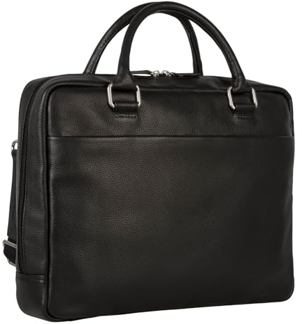 Leonhard Heyden Henkeltasche Umhängetasche mit Laptopfach Berlin Zipped Briefcase 1 Compartment Black schwarz