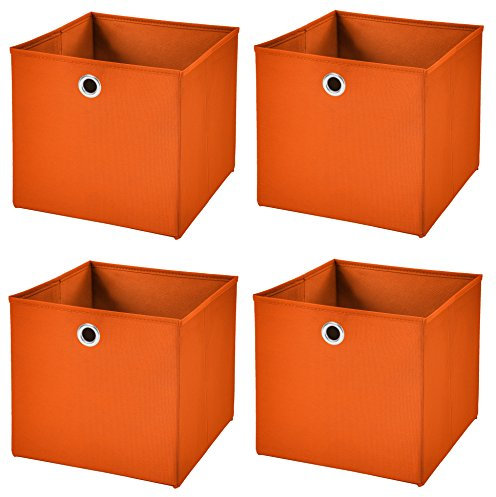 StickandShine 4er Set Orange Faltbox 28 x 28 x 28 cm Aufbewahrungsbox faltbar