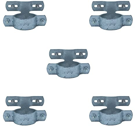 Kleberio® 5 Rohrschellen DN60 (Bohrlochabstand 50-100mm) verzinkt für Rundrohr 60mm Rohrschelle für Schilderbefestigung Rohrhalterung Schellen Set inklusive Befestigungsschrauben für das Schild
