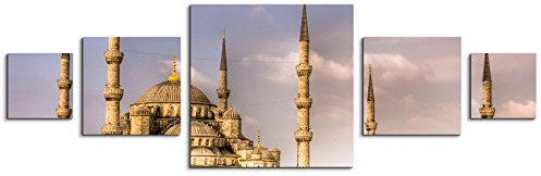 Sinus Art Wandbild 5 teilig 160x50cm - Architekturfotografie – Blaue Moschee, Istanbul Türkei