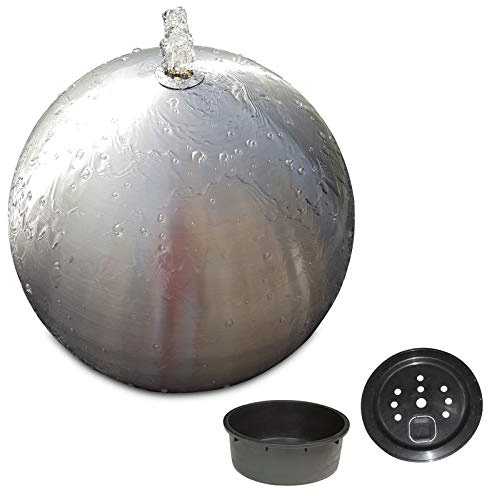 Kugelbrunnen 50 cm incl. LED Komplettset Gartenbrunnen Wasserspiel Edelstahl matt gebürstet