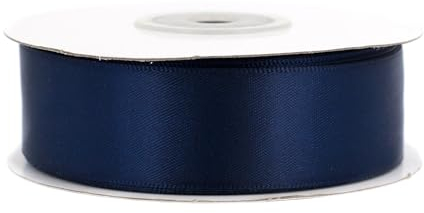Doppelseitiges Satinband 25mm x 20m Rolle - FARBAUSWAHL in 6/10/25/38mm - farbecht & waschbar - Schleifenband für Hochzeit - Geschenkband zum Verpacken Dekorieren Basteln - Dunkelblau 370