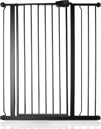 Safetots Extra Tall Metal Safety Gate Pressure Fit, 87.9cm - 95.5cm, Matt Black, 104cm in Height, Extra Tall Stair Gate, Tall Baby Gate, Easy Installation