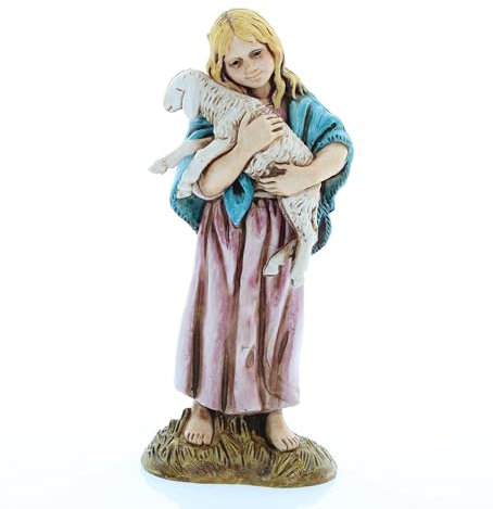 Moranduzzo Zigeunerin mit Lamm für Krippe 12 cm Maßstab 1:15 - Unzerstörbare Krippenfiguren - Stil 700', Handbemalt, Offizielles Produkt, Hergestellt in Italien, Bildhauer M. Landi