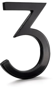 Montague Metal Products MHN-06-F-BK1-3 - Numero civico in alluminio massiccio, 6, verniciato a polvere, colore: Nero