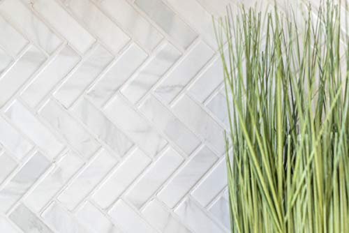 Mosaik Fliese Keramik Fischgrät Steinoptik weiß grau Küchenrückwand Badewannenverkleidung Thekenverkleidung Mosaikfliese WC Fliesenspiegel Wandfliese | 10 Mosaikmatten