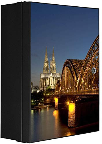 banjado Medizinschrank abschliessbar mit Motiv Köln 35x46x15cm - großer Arzneischrank für die Hausapotheke - Medikamentenschrank aus Metall zur Medikamenten Aufbewahrung